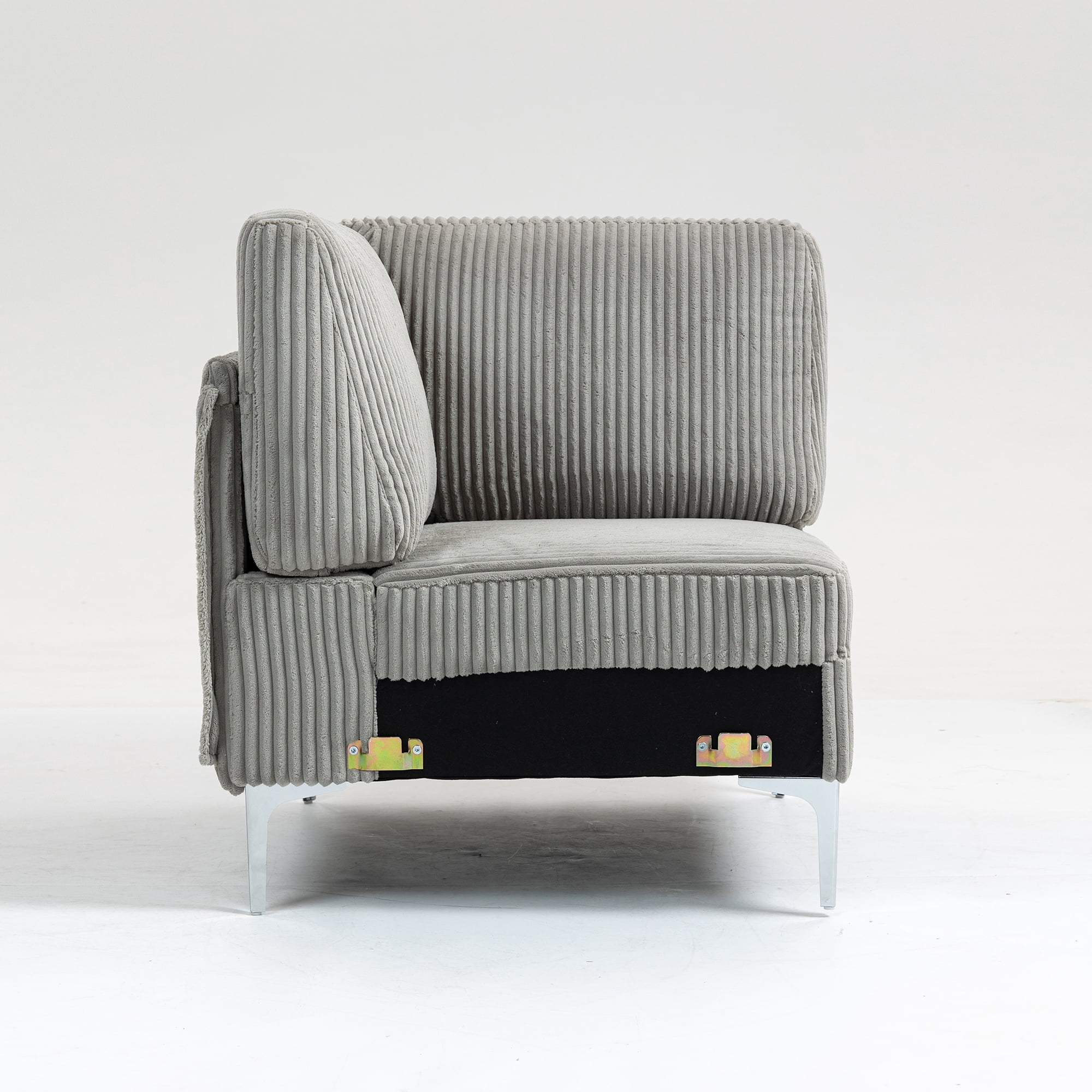 Modular Sectional Sofa, Corner Seat, Middle Seat Module Couch, Gray Corduroy Fabric, DIY Design with Multiple Configurations