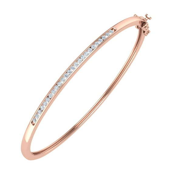 1/2 Carat Diamond Bangle Bracelet in 14K Rose Gold (I1-I2 Clarity)
