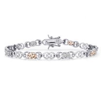 Gem Stone King 925 Sterling Silver Peach Morganite and Lab Grown Diamond Bracelet for Women | 4.01 Cttw | Gemstone October Birthstone | Oval 6X4MM | Length 7.25 inches