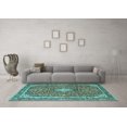 thumbnail image 3 of Ahgly Company Machine Washable Indoor Rectangle Medallion Turquoise Blue Traditional Area Rugs, 3' x 5', 3 of 4