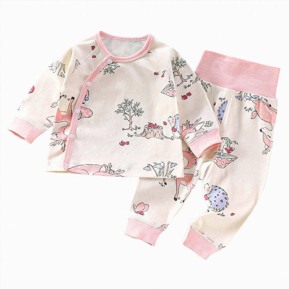 NOLDARES Little Boys Pajamas 2Pcs Long Sleeve Crewneck Top and Elastic Waist Pants Cotton Print Sleepwear Pjs Toddlers 6-12 Months 12-24 Months 2t 3t 4t 5t 6t 7t 8t 9t Children,Light Pink,18-24 M