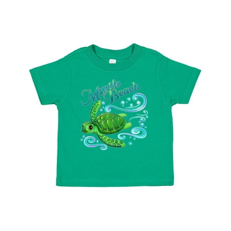 

Inktastic Myrtle Beach Cute Sea Turtle with Waves and Bubbles Gift Toddler Boy or Toddler Girl T-Shirt
