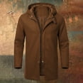 thumbnail image 6 of Ceisia Men's Solid Hooded Wool Blend Coat Zip Button Hybrid Windproof Long Sleeve Outerwear Gift, 6 of 9