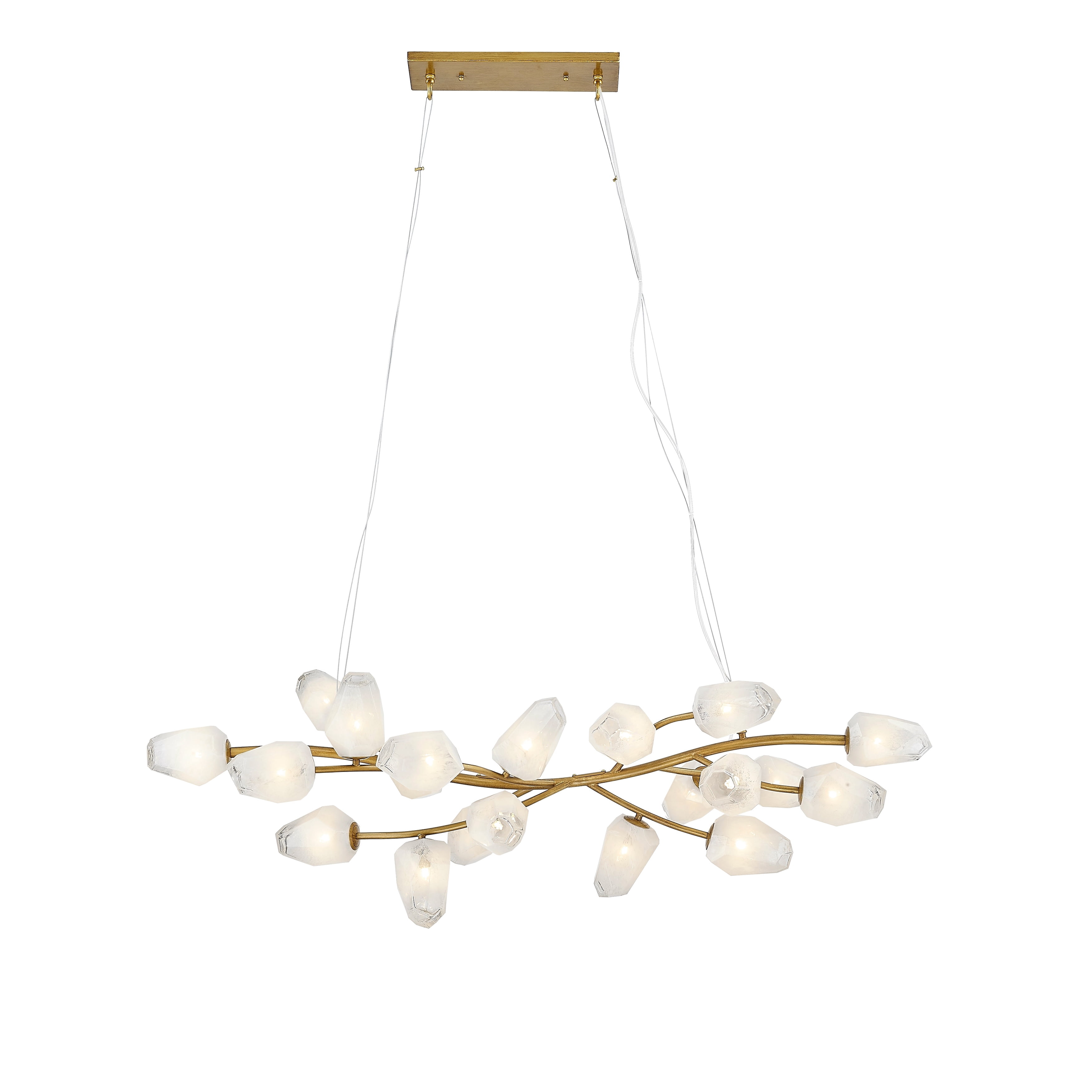 Living Design 20-Light Gold Branch Frame Chandelier with White Glass Shades