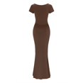 thumbnail image 5 of Ketyyh-chn99 Robes d'Été pour Femmes Grande Taille Élégante Robe de Soirée Robe d'Été Manche à Volants Ample Fluide Plissée Robe Mini Brun,2TG, 5 of 5