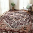 thumbnail image 2 of 9'x12' Area Rugs, Machine Washable Non Slip Area Rug for Living Room, Soft Low Pile Vintage Print Pattern Indoor Bedroom Thin Carpet, Burgundy, 2 of 5