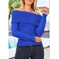 thumbnail image 3 of Suéter PRETTYGARDEN con Hombros Descubiertos y Mangas Largas Azul Talla M, 3 of 8