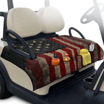 Psesaysky Golf Cart Seat Covers Universal Golf Cart Seat Towel Blanket with 4 Pockets and Extra Handle, Soft and Washable, Fit for EZGO, Yamaha, Club Car Front Seats, Retro American Flag