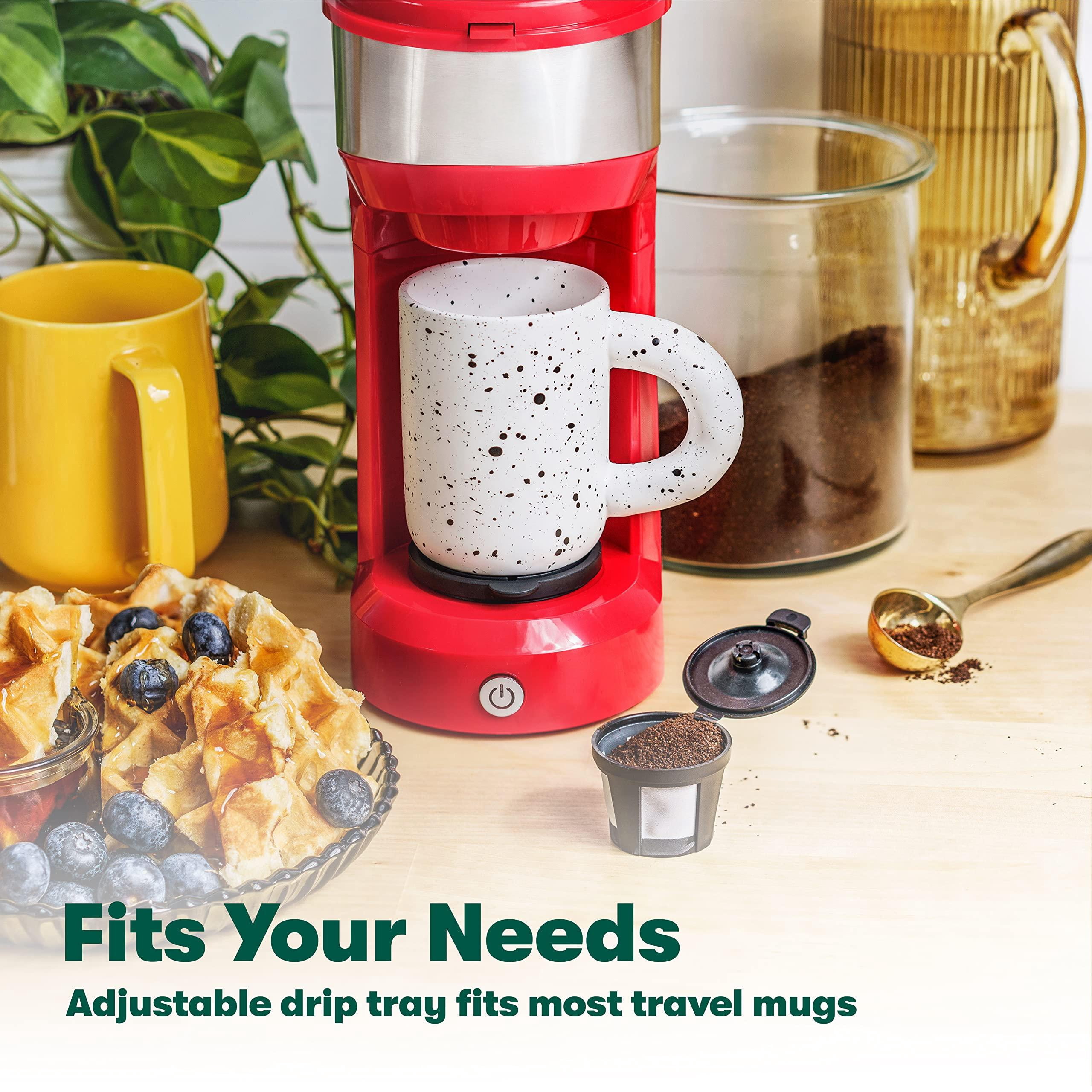 Single Serve Coffee Maker for K Pod, 2-in-1 Coffee Maker Single Serve & Ground Coffee Brewer, Quick Brew 6 to 14oz Brew size Carefree Auto Shut Off Small Coffee Machine for Apartment