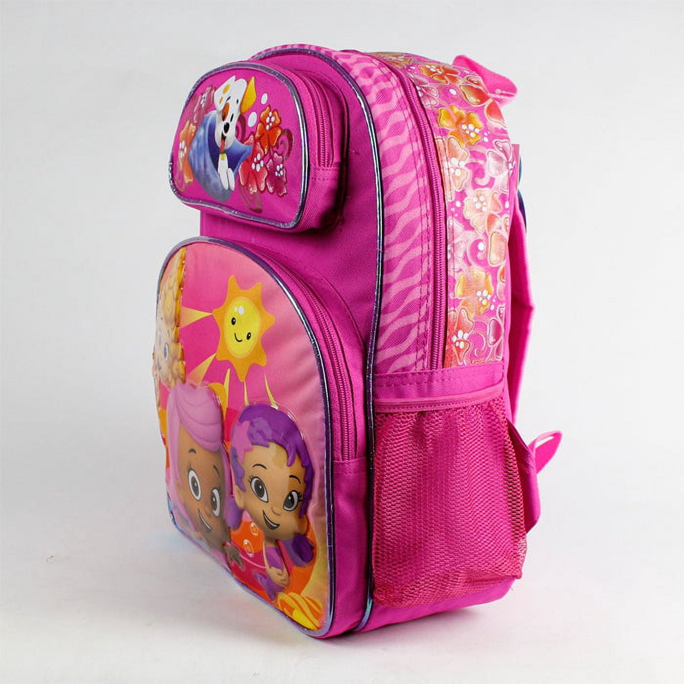 full size pink molly, oona, and deema bubble guppies backpack