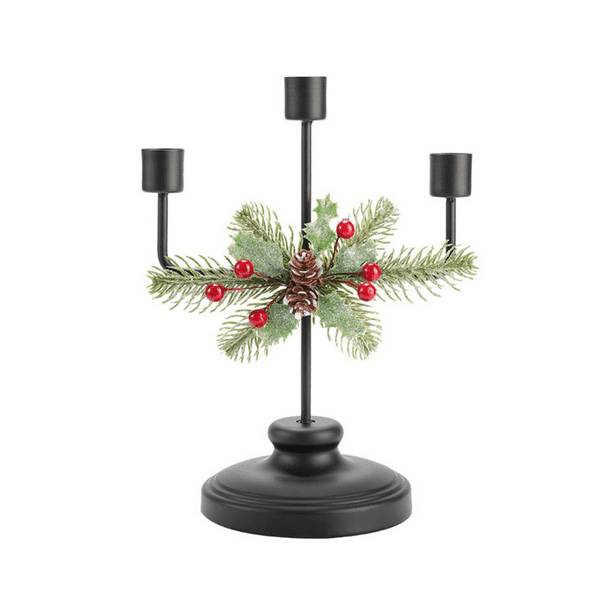 Symkmb Christmas Candle Holder Centerpiece, with 3 Candle Holders Table