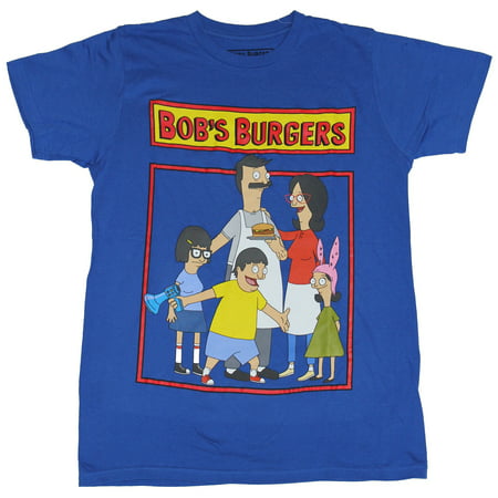 Bob's Burgers Mens T-Shirt - Gene Introducing The Family in Box (Best Burgers In Katy)
