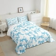 thumbnail image 3 of jejeloiu Ribbon Bow Tie Full Size Comforter Sets,Grid Bowknot Bedding Comforter Set,Blue White Bedding Sets,Lightweight Room Decorative Reversible,3pcs, 3 of 8