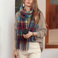 thumbnail image 5 of Prolriy Scarf for Women Autumn and Winter Colorful Plaid Shawl Thickening Warm Fringe Scarf Womens Scarf B, 5 of 8