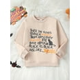 thumbnail image 3 of Wassery Toddler Baby Girls Halloween Outfit Kids Fall Sweatshirts Letter Print Cat Long Sleeve Pullover Tops 6M 12M 2T 3T 4T 5T 6T Little Girls Halloween Clothes Costume, 3 of 9