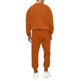 thumbnail image 3 of Nokdvo Mens Sweat Suits Crewneck Long Sleeve Athletic Suits Solid Color Stretchy Tracksuits with Pockets Jogging Casual Athletic Outdoor Fashion Sweatshirt and Sweatpants,Saffron XL, 3 of 4