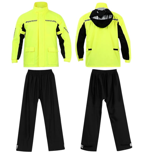 Conjunto de Traje de Lluvia Reflectante Para Ciclismo Al Aire Libre, Talla L, Para Hombre, Impermeable, Para Motocicleta, Con Pantalones Y Cubrezapatos Para Lluvia Intensa Y (L))