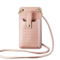 thumbnail image 4 of Reiko Leather Crossbody Phone Wallet Large Purse in Pink（7.0 Inch), 4 of 4