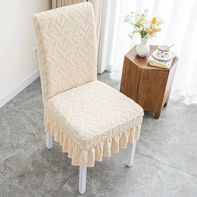 Funda para silla – Funda falda para silla de comedor | Marco completo 360°, dobladillo con volantes, ajuste elástico, poliéster lavable | Patrón de flechas | 21,65x18,11 in