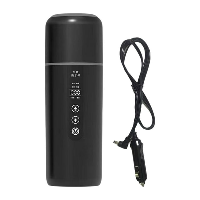ZheElen Travel Coffee Mug Electric Heated Travel Mug Car Heating Cup With Automatic Heating And Real Time Display Tea Camping black 7x22.5cm