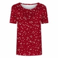 thumbnail image 4 of Charella Floral Printed Tops for Women Crew Neck Short Sleeve Shirts Loose Fit Tunic Blouses Casual Comfortable Clothes (XL, Wine), 4 of 4