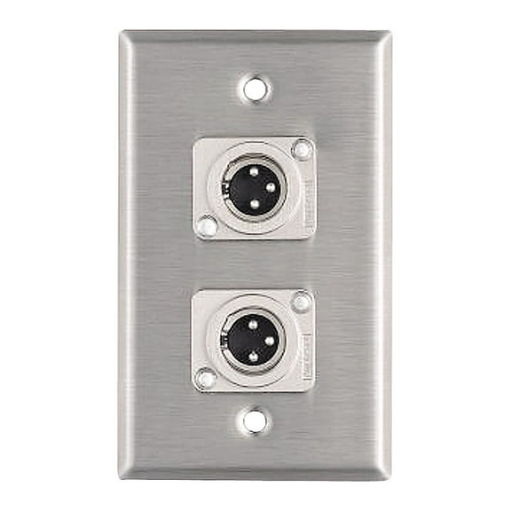 ProCo WP1008 Adapter Male XLR Wall Plate 1 Gang with (2) Male XLR