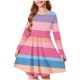 thumbnail image 1 of Odeerbi Niñas Manga Larga Ballet Skater Vestido Rainbow Striped Stretchy Twirly A Line Vestido Escuela Recital Cuello Redondo Vestido, 1 of 5
