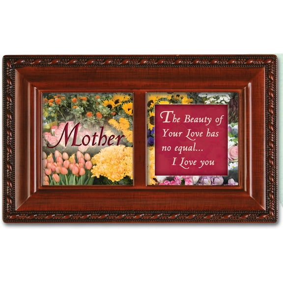 Mother Petite Woodgrain Music Box Plays Wind Beneath Wings