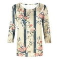 thumbnail image 4 of KIHOUT Nouvelles Arrivées Hauts à Manches 3/4 pour Femmes Coupe Ample Décontractée Col Rond T-Shirts Mignons Tunique Trois Quarts, 4 of 5
