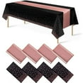 thumbnail image 1 of 1 Pack Plastic Table Cloth Cover + 1 Pack Satin Table Runner for Parties  Disposable Tablecloth for Rectangle Tables  Birthday Wedding Graduation Mather Valentine‘s Day Christmas Party Su, 1 of 8