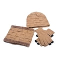 thumbnail image 1 of 3Pcs/Set Ear Protection High Elastic Scarf Hat Gloves Set Full Finger Fleece Lined Solid Color Kids Scarf Hat Gloves for Fall Winter, 1 of 9