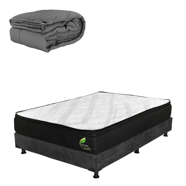 Colchón Queen Size Dicasa Enzo + Box + Edredón Homy
