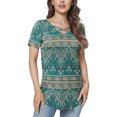 thumbnail image 2 of Túnica de manga corta con cuello en V de verano Impreso Criss Cross Camiseta casual Blusa de moda Tops para mujer Verde M, 2 of 6