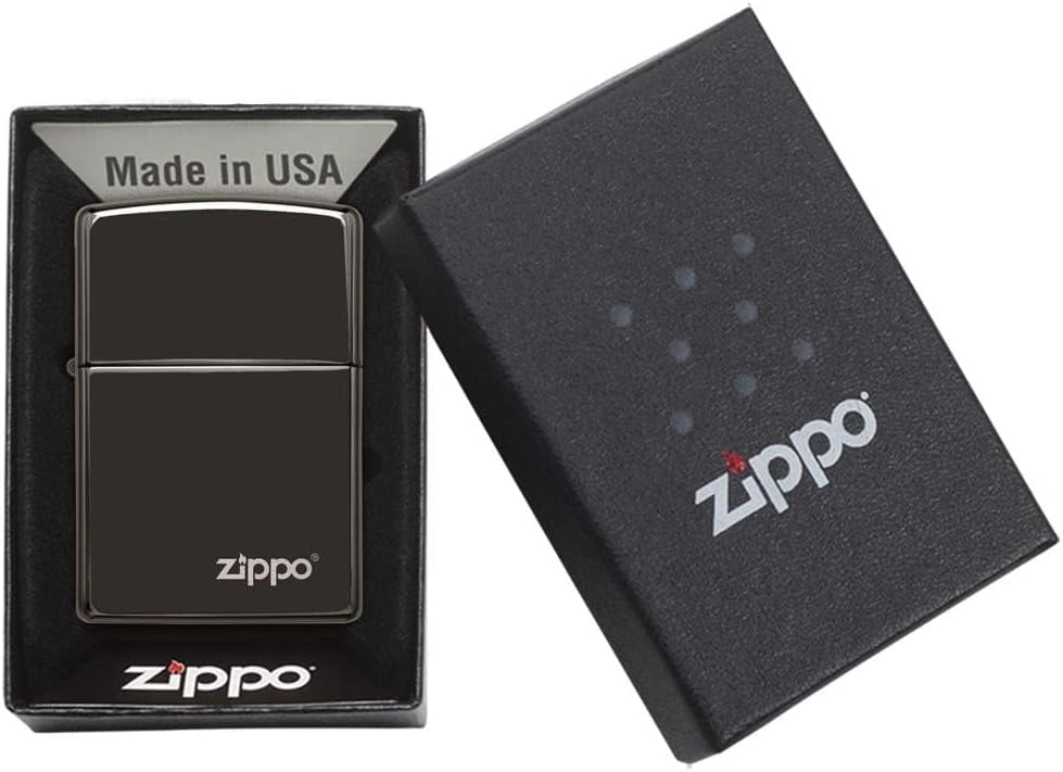 Zippo Lighter - Personalized Custom Message Engrave on Classic with Zippo Logo Windproof Lighter (Ebony 24756ZL)
