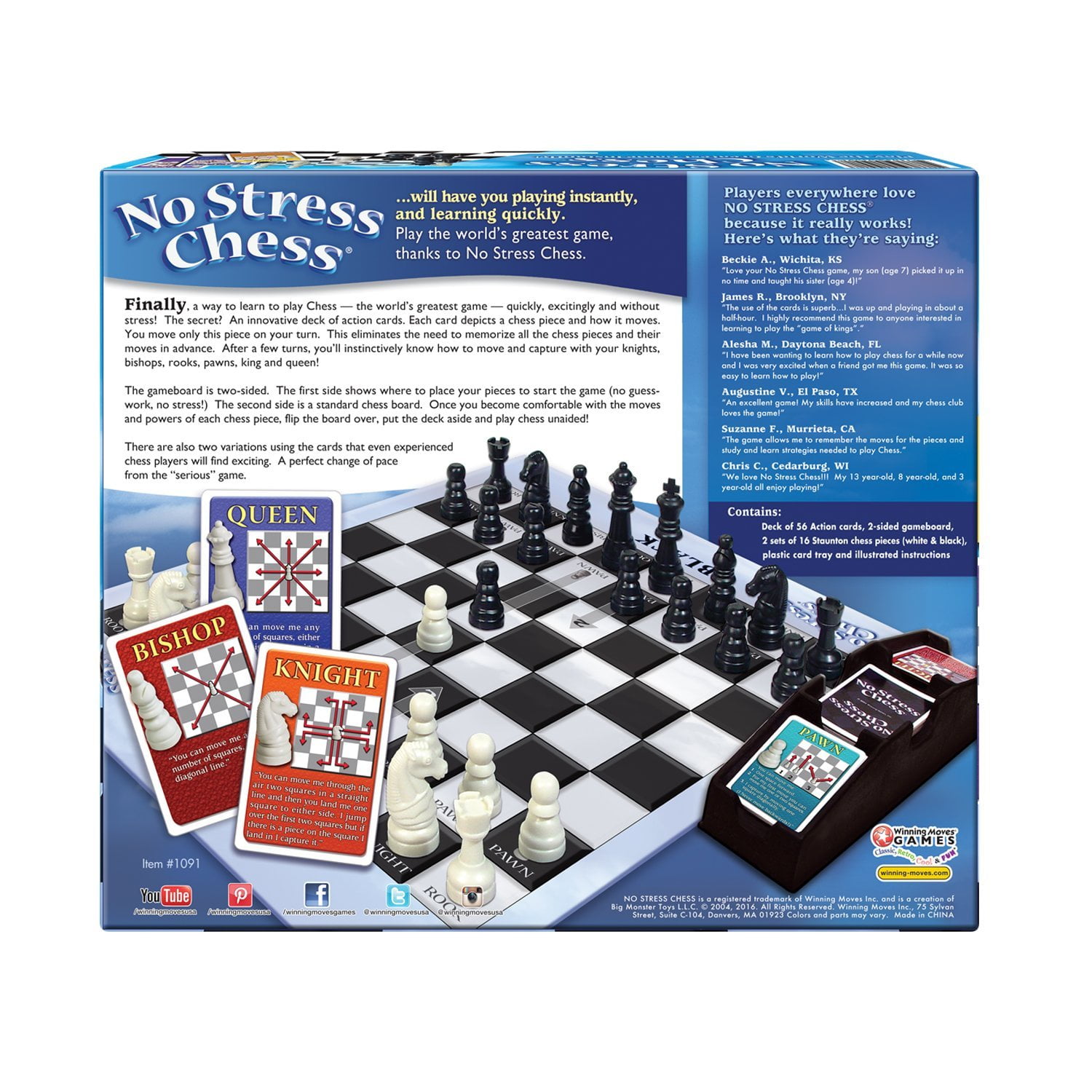 NO STRESS CHESS by Winning Moves New Sealed 2 sided gameboard 2 players