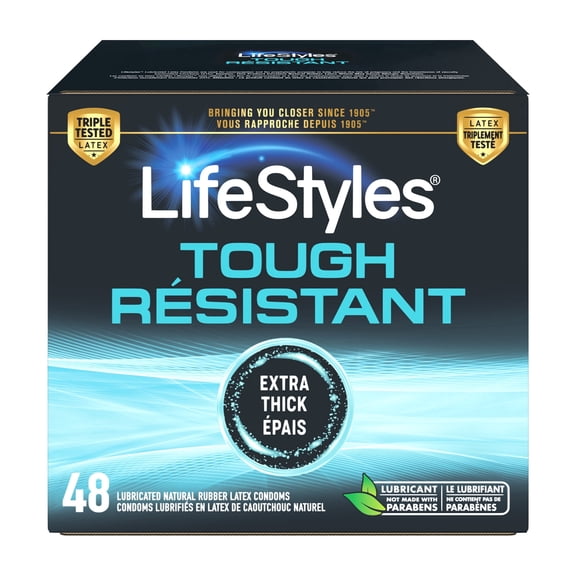 LifeStyles Tough Natural Rubber and Lubricated Latex Condoms Value Pack, 48 Count