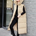 thumbnail image 4 of Gamivast Long Quilted Vest for Women Hooded Loose Button Down Sleeveless Padded Jacket Winter Casual Zip up Coats with Pockets Trendy Work Solid Outerwear 2025, 4 of 7