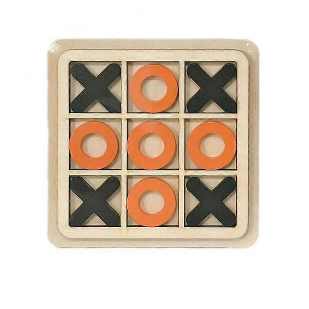 Kids Brain Training Chess Board Game Table Toy Wooden Made Tic Tac Toe Simulated