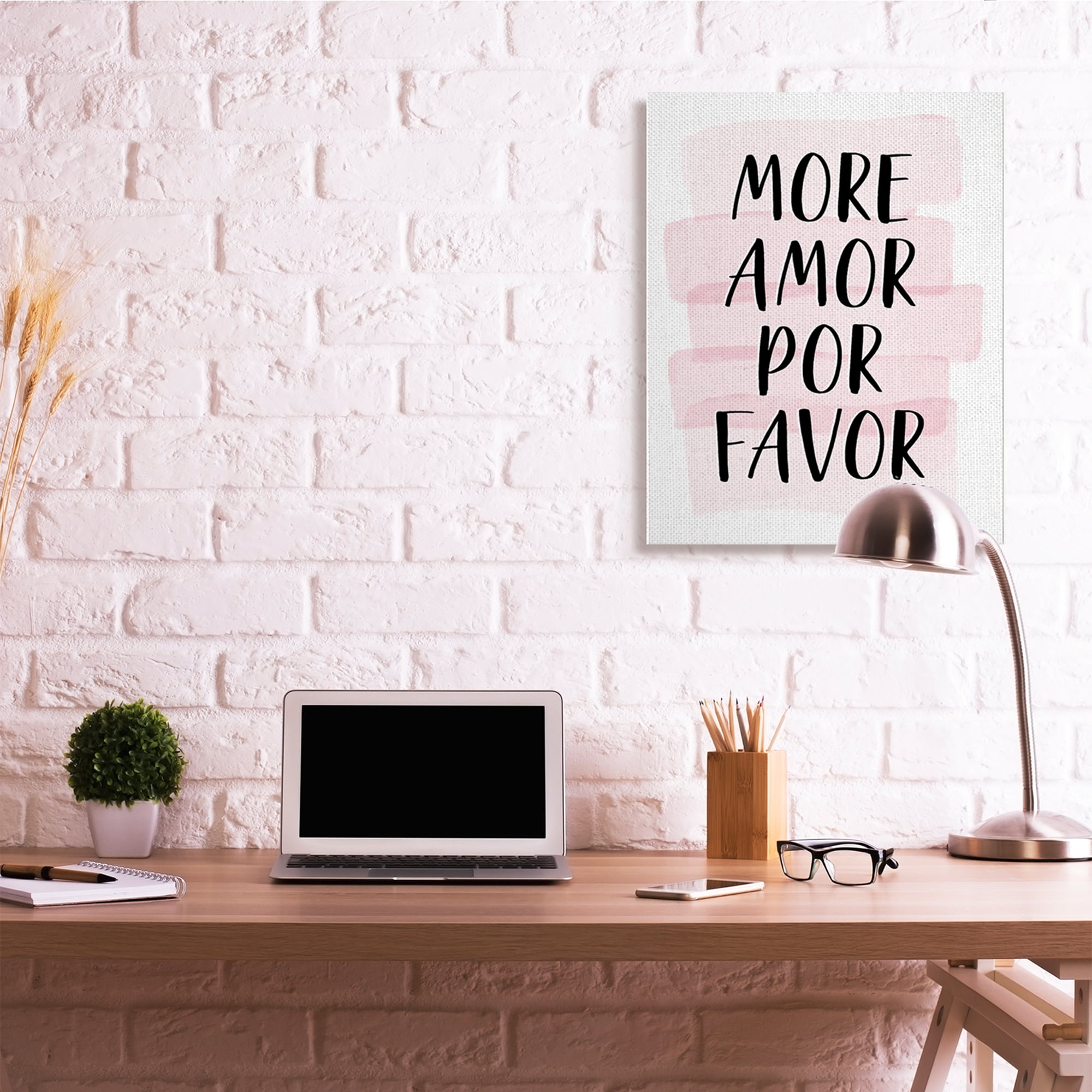 Stupell Industries More Amor Por Favor Phrase Pink Highlight Performing Arts Painting Gallery Wrapped Canvas Art Print Wall Art, 30 x 40