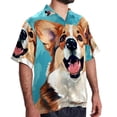 thumbnail image 2 of Corgi Dog Men's Hawaiian Short Sleeve Printed Button Down Poplin Casual Summer Beach Shirt, Unisex, 2 of 6