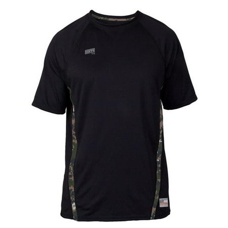 Adult Raglan Sleeve Undershirt - 6827MP0ZESML Adult Raglan Shorts Sleeve Tee, Black & Digital Marines - Small