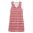 thumbnail image 5 of QUNYINEY Casual Sun Dresses for Women A Line Mini Sleeveless Plaid Tank Dress V Neck Loose Fit Vacation with Pockets Dresses, 5 of 7