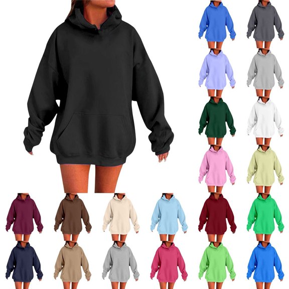 Hoodies for Girls Youth Oversized Hooded Sweatshirts Cute Trendy Plain Preppy Pullover Tops Fall Winter Tween Clothes