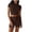 Brown, variant on Women's 2 Piece Solid Color Outfit Crew Neck Short Sleeve Crop Top and Drawstring Biker Shorts Set