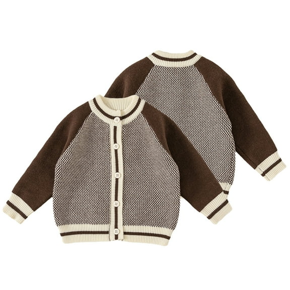 KYAIGUO Kids Baby Boys Spring Sweater Toddler Cardigan Knit Sweater with Buttons Open Front Long Sleeve Sweater Jumper for 1-8 Years Old