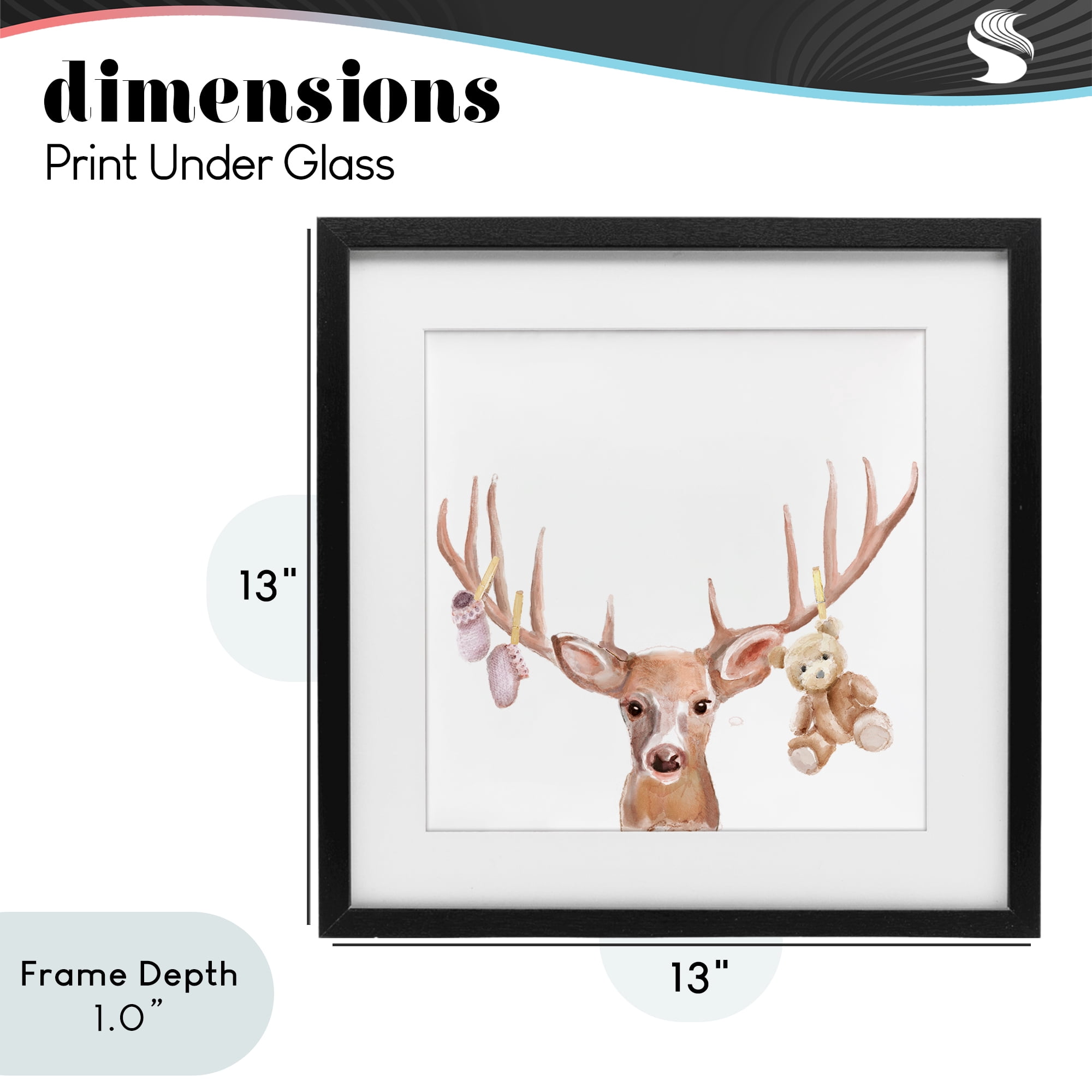 Stupell Industries Baby Girl Deer Antlers Black Framed Print Under Glass, design by Ali Lynne