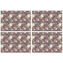 Pioneer Flower Floral Print Pattern Summer Placemats Table Placemats Set Of 4-Linen Kitchen Washable Placemats Table Mats 12x18 Inch Non-Slip Heat Resistant