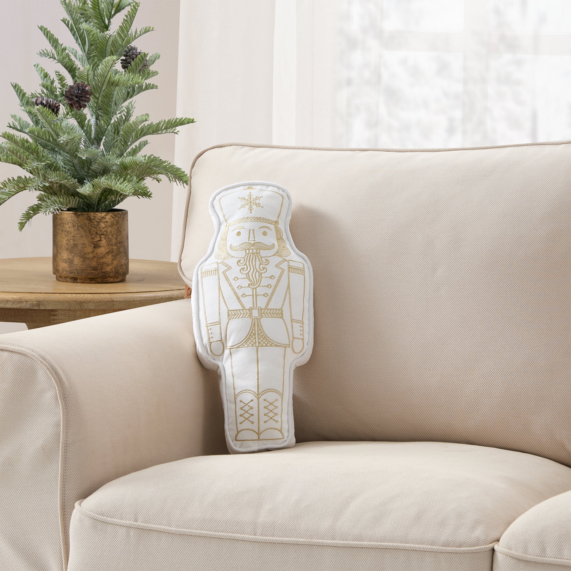 My Texas House 16" x 7" Ivory Nutcracker Embroidered Decorative Pillow