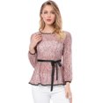 thumbnail image 1 of AllegK Blusas Tops Peplum De Encaje Semitransparente De ManLarCon CintuAnudaPaMujer RoXS, 1 of 6