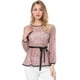 thumbnail image 1 of AllegK Blusas Tops Peplum De Encaje Semitransparente De ManLarCon CintuAnudaPaMujer RoM, 1 of 6